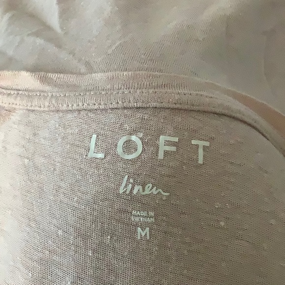 Loft | Pink Tie Hem Linen Tee | Size M - Picture 5 of 5
